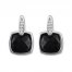 Black Onyx Earrings with Diamonds Sterling Silver