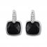 Black Onyx Earrings with Diamonds Sterling Silver