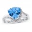 Swiss Blue Topaz Ring 1/4 ct tw Diamonds Sterling Silver