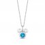 Disney Treasures Mickey Mouse Swiss Blue Topaz & Diamond Necklace Sterling Silver 17"