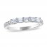 Diamond Anniversary Ring 5/8 ct tw Emerald/Round 14K White Gold