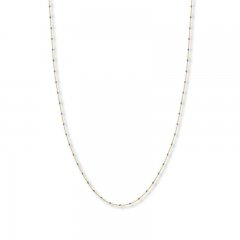 Beaded Cable Chain Necklace 14K Two-Tone Gold 20" Length