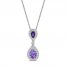 Lavender Lab-Created Opal/White Lab-Created Sapphire/Amethyst Necklace Sterling Silver 18"