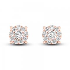 Diamond Halo Stud Earrings 1/10 ct tw Round-Cut 10K Rose Gold