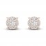 Diamond Halo Stud Earrings 1/10 ct tw Round-Cut 10K Rose Gold