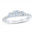 First Light 3-Stone Diamond Engagement Ring 1 ct tw Round-cut 14K White Gold
