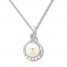 Cultured Pearl Necklace Lab-Created Sapphires Sterling Silver