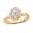 Diamond Engagement Ring 3/8 ct tw Oval/Round 14K Yellow Gold