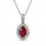 Lab-Created Ruby & White Lab-Created Sapphire Necklace Sterling Silver 18"