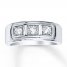 Men's Wedding Band 1/5 ct tw Diamonds 10K White Gold