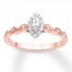 Diamond Engagement Ring 1/3 ct tw Marquise/Round 10K Rose Gold