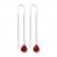 Threader Earrings Red Crystals Sterling Silver