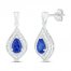 Blue & White Lab-Created Sapphire Drop Earrings Sterling Silver