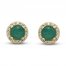 Emerald Earrings 1/10 ct tw Diamonds 10K Yellow Gold