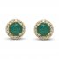 Emerald Earrings 1/10 ct tw Diamonds 10K Yellow Gold