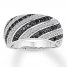 Black & White Diamond Ring 1 ct tw Round-cut Sterling Silver