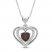 Lab-Created Ruby & White Lab-Created Sapphire Heart Necklace Sterling Silver 18"