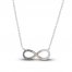 White/Black/Brown Diamond Infinity Necklace 1/5 ct tw Sterling SIlver 18"