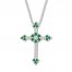 Lab-Created Emerald Cross Necklace Sterling Silver