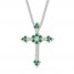 Lab-Created Emerald Cross Necklace Sterling Silver