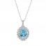 Blue Topaz & White Lab-Created Sapphire Necklace Sterling Silver 18"