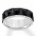 8mm Faceted Wedding Band Black/White Tungsten Carbide
