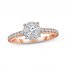 Multi-Diamond Engagement Ring 1 ct tw Round-cut 14K Rose Gold