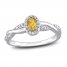 Citrine & Diamond Promise Ring 1/10 ct tw Oval/Round-Cut Sterling Silver