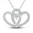 Two as One Diamond Heart Necklace 1/4 ct tw Round-Cut Sterling Silver 18"