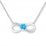 Infinity Necklace Heart-Shaped Blue Topaz Sterling Silver
