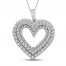 Diamond Heart Necklace 1 ct tw 10K White Gold 18"