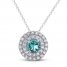 Oceanic Blue Topaz & White Topaz Double Halo Necklace Sterling Silver 18"