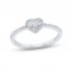 Diamond Heart Ring 1/5 ct tw Baguette & Round-cut 10K White Gold