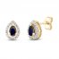 Blue Sapphire & Diamond Earrings 1/15 ct tw 10K Yellow Gold