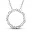 Circle of Gratitude Diamond Necklace 1/4 ct tw Round-cut 10K White Gold 19"