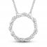 Circle of Gratitude Diamond Necklace 1/4 ct tw Round-cut 10K White Gold 19"