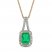 Emerald & Diamond Necklace 1/10 ct tw 10K Yellow Gold 18"