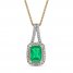 Emerald & Diamond Necklace 1/10 ct tw 10K Yellow Gold 18"