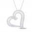 Diamond Heart Necklace 1/2 ct tw Round-cut Sterling Silver 18"