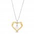 Cultured Pearl & Diamond Heart Necklace Sterling Silver/10K Yellow Gold 18"