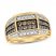 Men's Brown & White Diamond Ring 1 ct tw 10K Yellow Gold