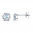 Aquamarine Earrings 1/15 ct tw Diamonds 10K White Gold