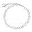 Puffed Heart Charm Anklet Sterling Silver 9" Length