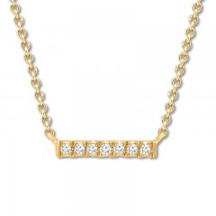 Diamond Bar Necklace 1/20 ct tw Round-cut 10K Yellow Gold 19"