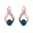 Blue/White Diamond Earrings 1/5 ct tw 10K Rose Gold