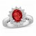 Lab-Created Ruby & White Lab-Created Sapphire Ring Oval/Round-cut Sterling Silver