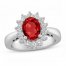 Lab-Created Ruby & White Lab-Created Sapphire Ring Oval/Round-cut Sterling Silver