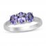 Tanzanite 3-Stone Ring Oval-cut Sterling Silver