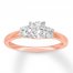 Three-Stone Diamond Ring 1-1/3 ct tw Round-cut 14K Rose Gold