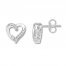 Diamond Heart Earrings Sterling Silver